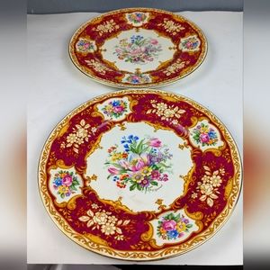 Myott Staffordshire #4744 Merlot With Tulips Signed Dinner Plate Vintage English